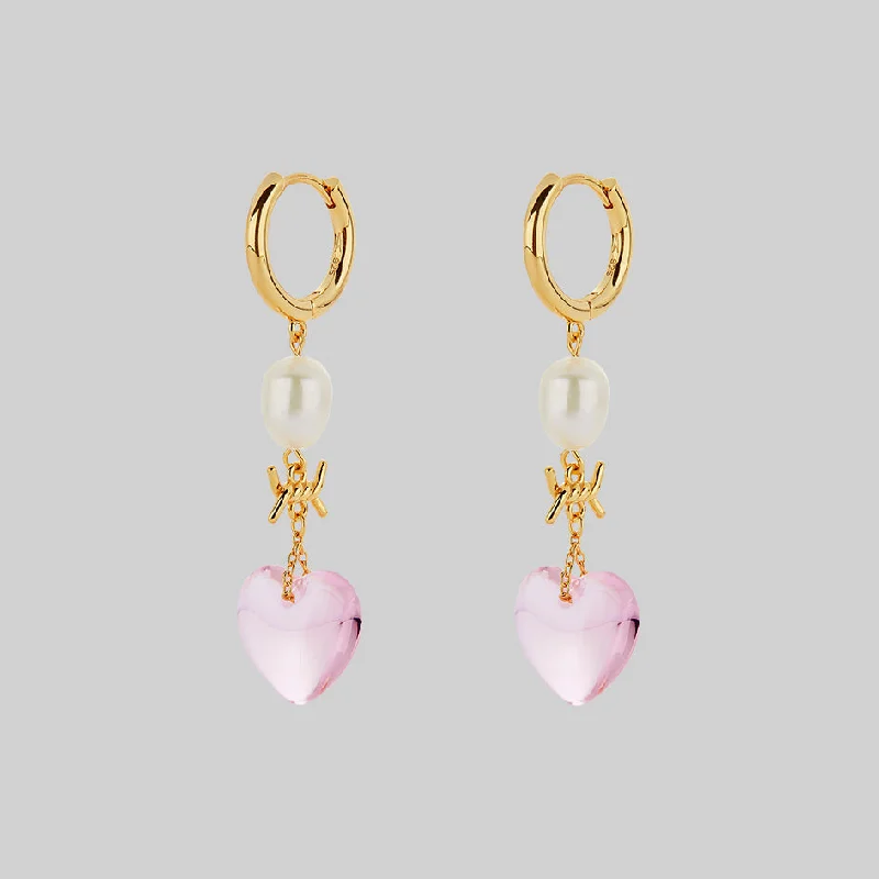 Big Savings On Your Favorite Jewelry Pieces HEART OF STONE. Heart & Pearl Hoop Earrings - Gold Big Savings On Your Favorite Jewelry Pieces HEART OF STONE. Heart & Pearl Hoop Earrings - Gold