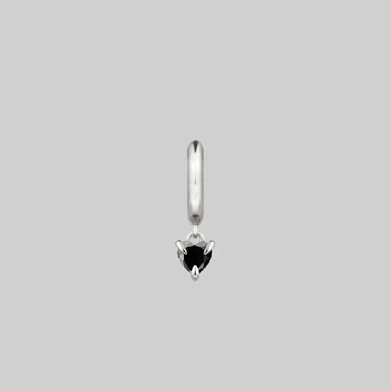 High-End Sparkle, Low-End Prices – Jewelry Sale Live HEART & SOUL. Black Spinel Dangly Heart Hoop Earrings - Silver High-End Sparkle, Low-End Prices – Jewelry Sale Live HEART & SOUL. Black Spinel Dangly Heart Hoop Earrings - Silver