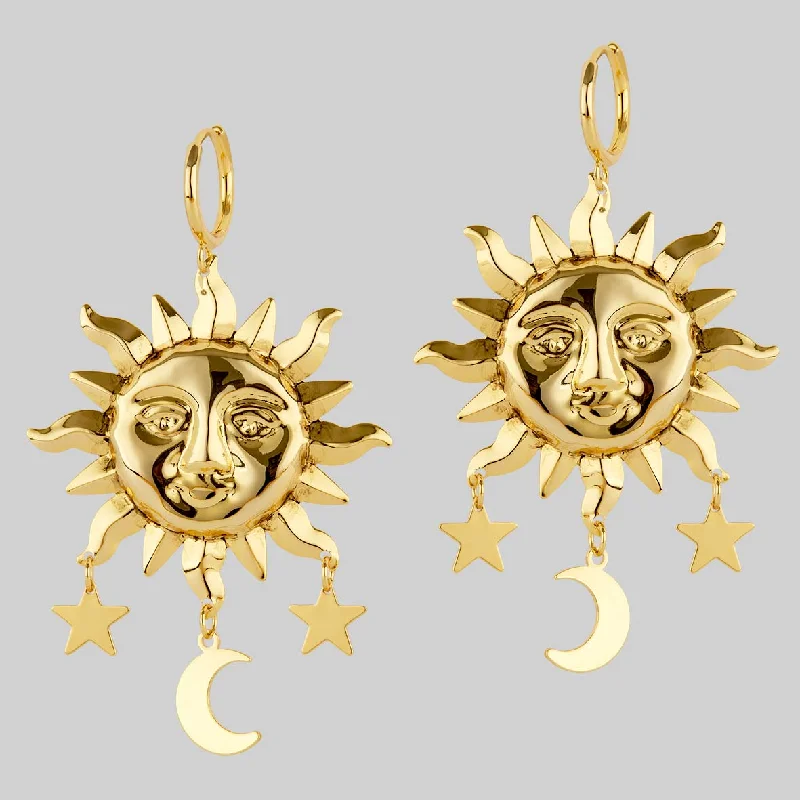 Personalized Jewelry Sale – Unique Gifts At Low Prices HELIOS. Sun & Moon Dream Catcher Hoop Earrings - Gold Personalized Jewelry Sale – Unique Gifts At Low Prices HELIOS. Sun & Moon Dream Catcher Hoop Earrings - Gold