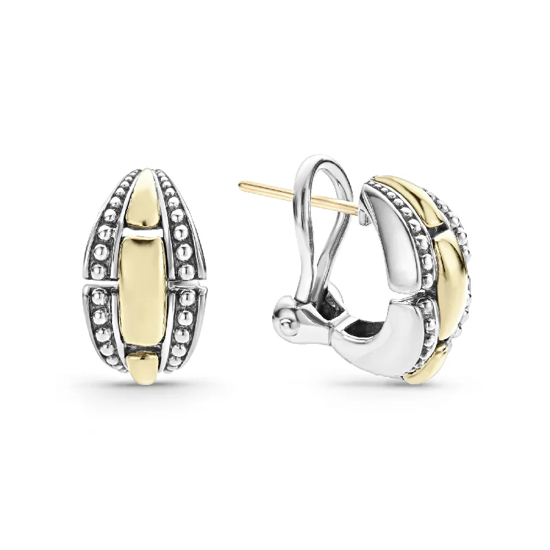 Timeless Jewelry At Special Discount Rates High Bar Two-Tone Caviar Link Earrings