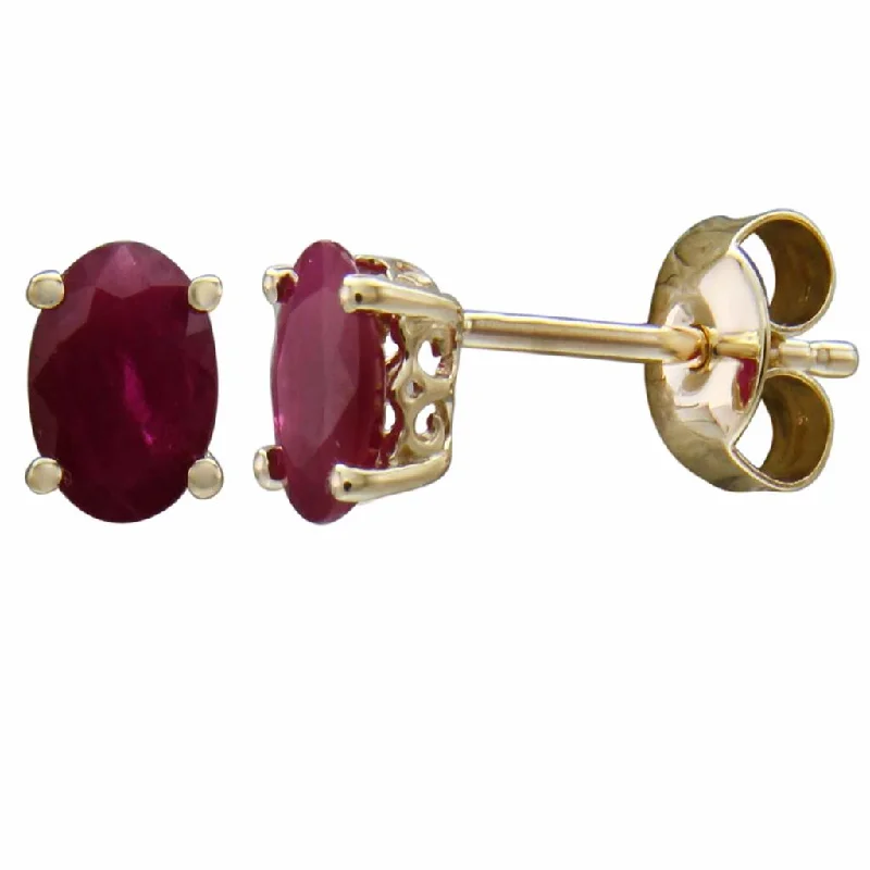 Elegant Rose Gold Jewelry For A Stylish Touch July Birthstone Earrings: 14K Yellow Gold Oval Ruby Earrings