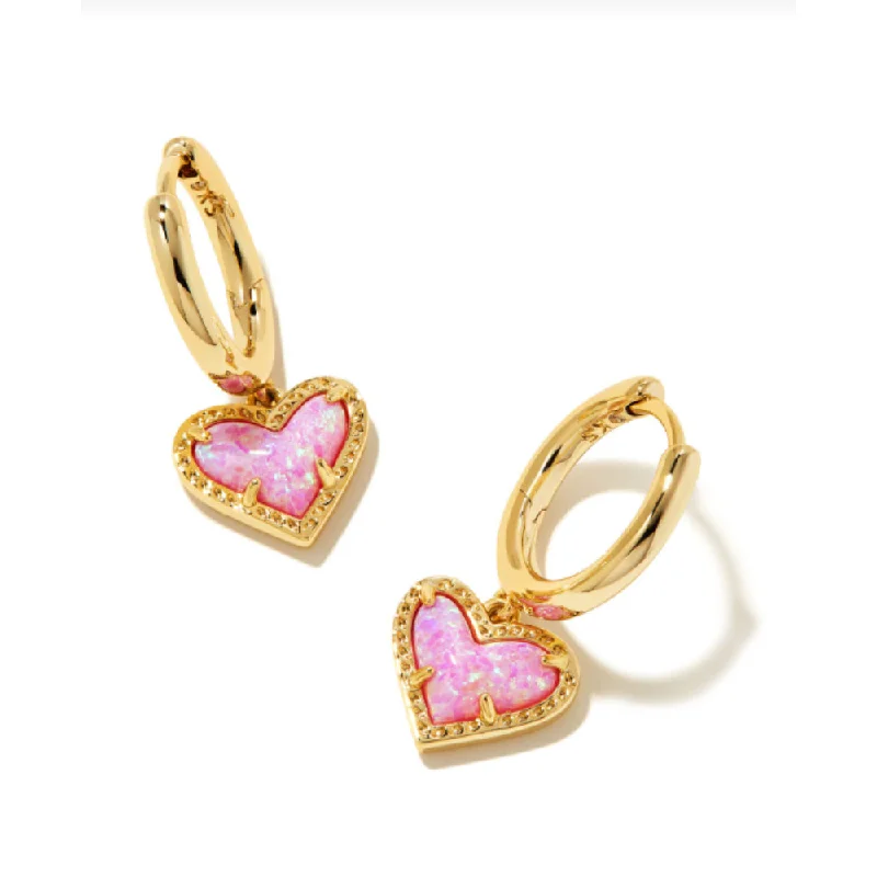 Sparkle In Style With Our Best Jewelry Deals Kendra Scott Ari Heart Huggie Earring Gold-Bubble Gum Pink Opal Sparkle In Style With Our Best Jewelry Deals Kendra Scott Ari Heart Huggie Earring Gold-Bubble Gum Pink Opal