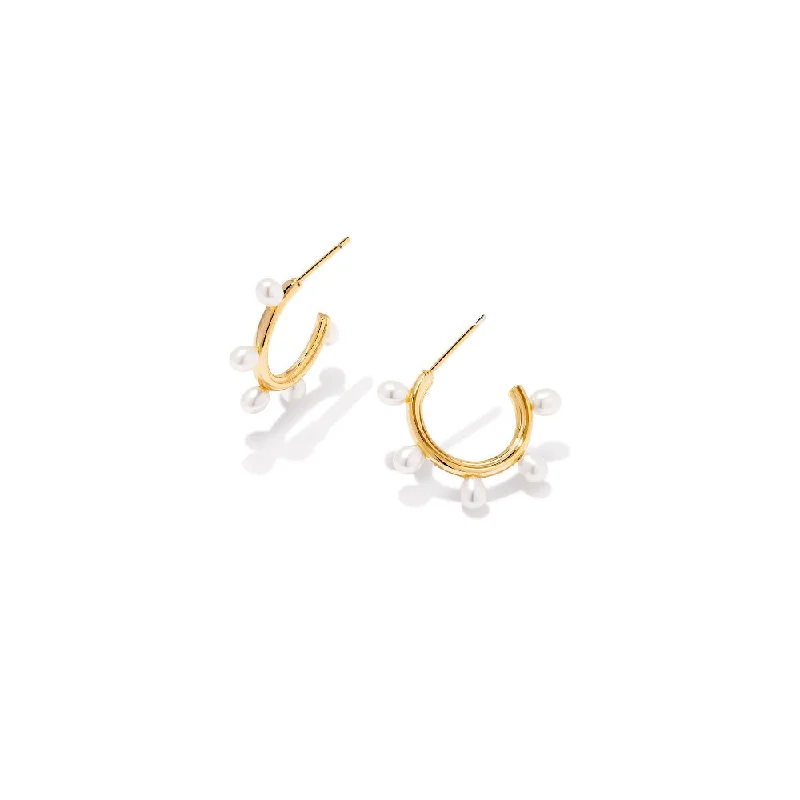 Don't Miss These Dazzling Jewelry Discounts Kendra Scott Leighton Pearl Huggie Hoop Earrings