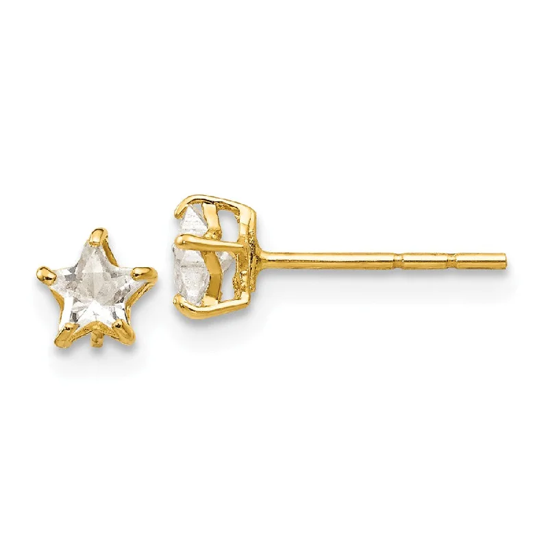 Luxury Jewelry At Unbeatable Discounts Kids 4mm Cubic Zirconia Star Shaped Stud Earrings in 14k Gold Luxury Jewelry At Unbeatable Discounts Kids 4mm Cubic Zirconia Star Shaped Stud Earrings in 14k Gold
