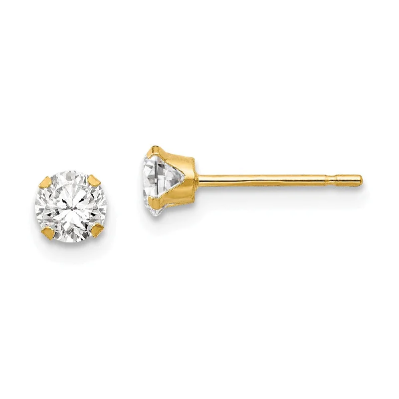 Limited-Time Offer On Elegant Jewelry Pieces Kids 4mm Round Cubic Zirconia Stud Earrings in 14k Yellow Gold Limited-Time Offer On Elegant Jewelry Pieces Kids 4mm Round Cubic Zirconia Stud Earrings in 14k Yellow Gold