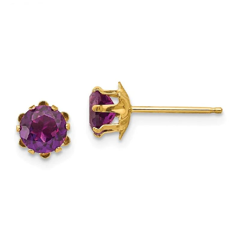 Dainty Floral Jewelry For Feminine Elegance Kids 5mm Synthetic Alexandrite Birthstone 14k Gold Stud Earrings Dainty Floral Jewelry For Feminine Elegance Kids 5mm Synthetic Alexandrite Birthstone 14k Gold Stud Earrings