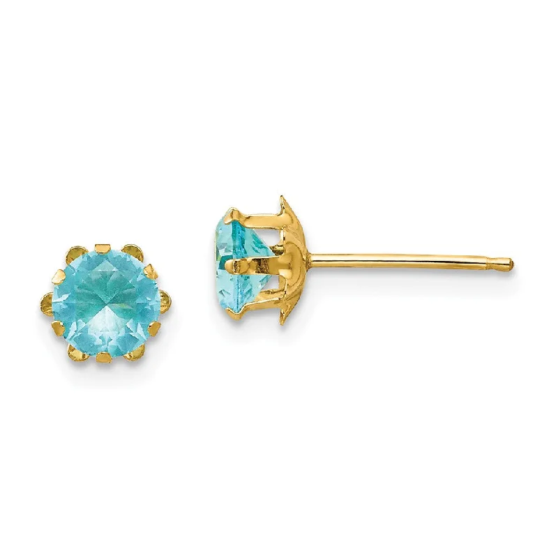 Affordable Glamour – Premium Jewelry At Special Prices Kids 5mm Synthetic Aquamarine Birthstone 14k Yellow Gold Stud Earrings Affordable Glamour – Premium Jewelry At Special Prices Kids 5mm Synthetic Aquamarine Birthstone 14k Yellow Gold Stud Earrings