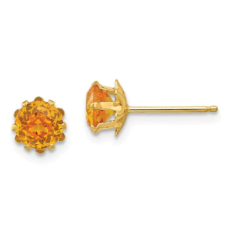 Clearance Sale On High-End Jewelry Collections Kids 5mm Synthetic Citrine Birthstone 14k Yellow Gold Stud Earrings Clearance Sale On High-End Jewelry Collections Kids 5mm Synthetic Citrine Birthstone 14k Yellow Gold Stud Earrings