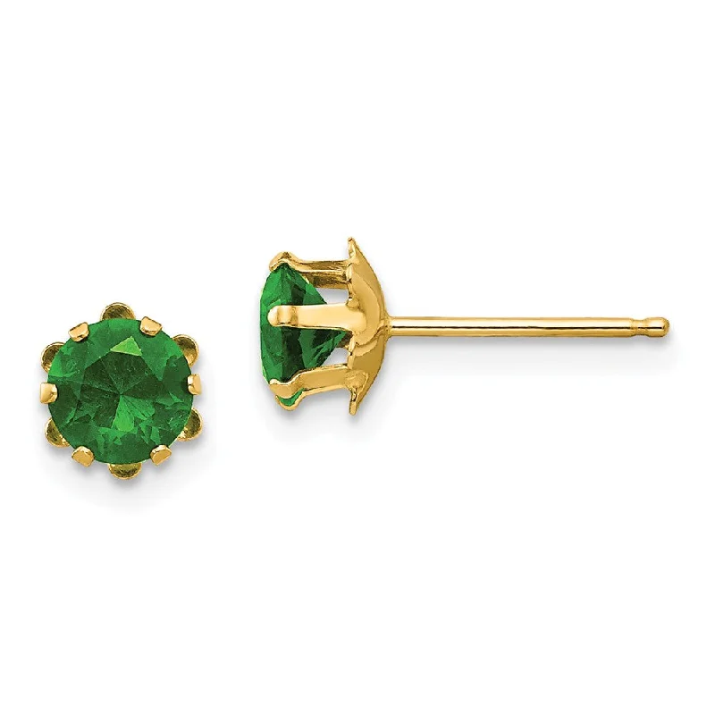 Flash Sale On Exquisite Jewelry – Don't Miss Out Kids 5mm Synthetic Emerald Birthstone 14k Yellow Gold Stud Earrings Flash Sale On Exquisite Jewelry – Don't Miss Out Kids 5mm Synthetic Emerald Birthstone 14k Yellow Gold Stud Earrings