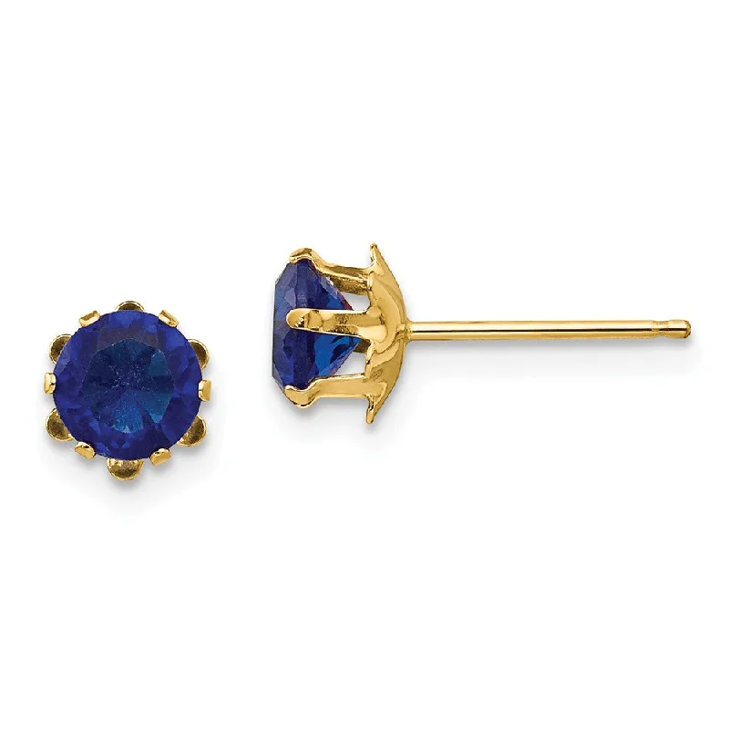 Exclusive Jewelry Sale – Sparkle For Less Kids 5mm Synthetic Sapphire Birthstone 14k Yellow Gold Stud Earrings Exclusive Jewelry Sale – Sparkle For Less Kids 5mm Synthetic Sapphire Birthstone 14k Yellow Gold Stud Earrings