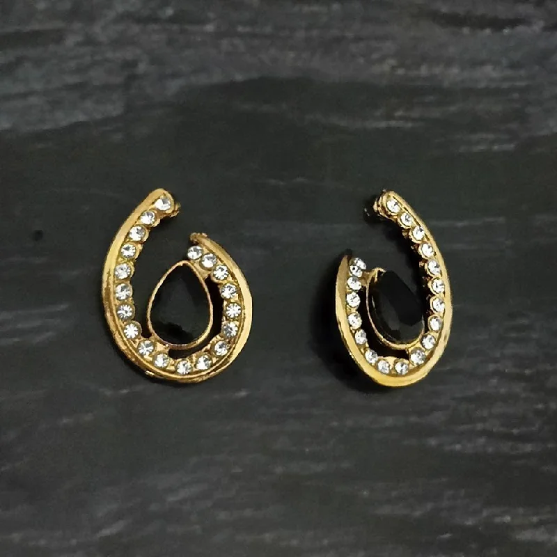 Limited-Time Offer On Elegant Jewelry Pieces Kriaa Gold Plated Black Crystal And Austrian Stone Stud Earrings - 1306959A Limited-Time Offer On Elegant Jewelry Pieces Kriaa Gold Plated Black Crystal And Austrian Stone Stud Earrings - 1306959A