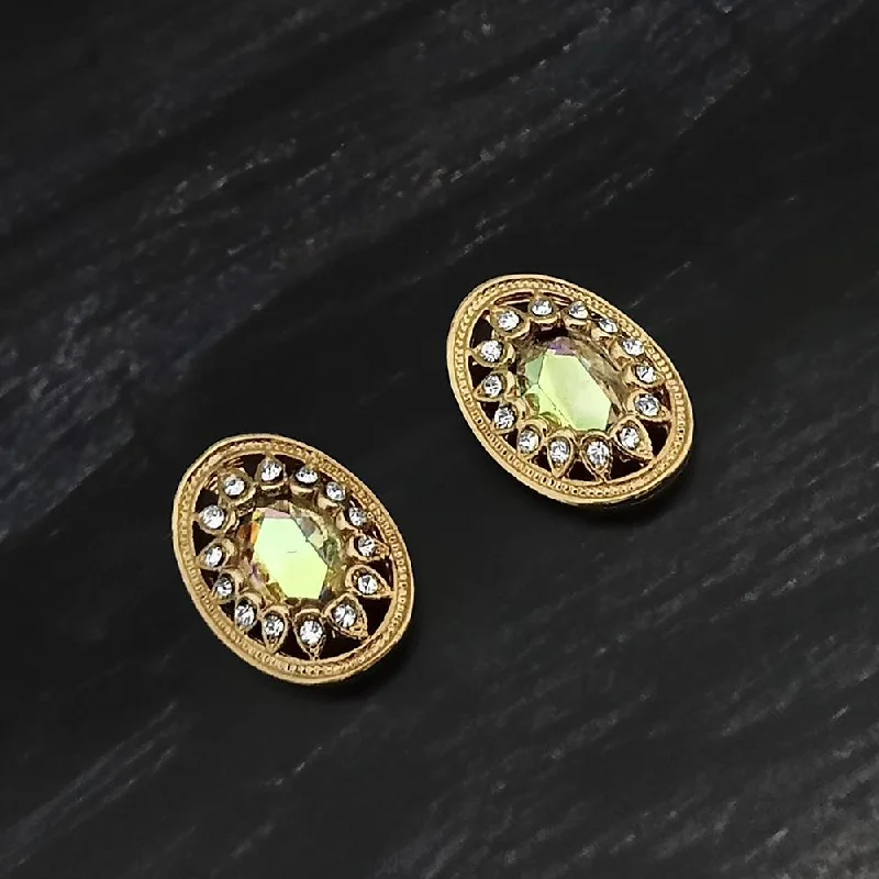 Limited-Stock Jewelry Sale – Once It's Gone, It's Gone Kriaa Gold Plated Light Green Crystal And Austrian Stone Stud Earrings - 1306905D