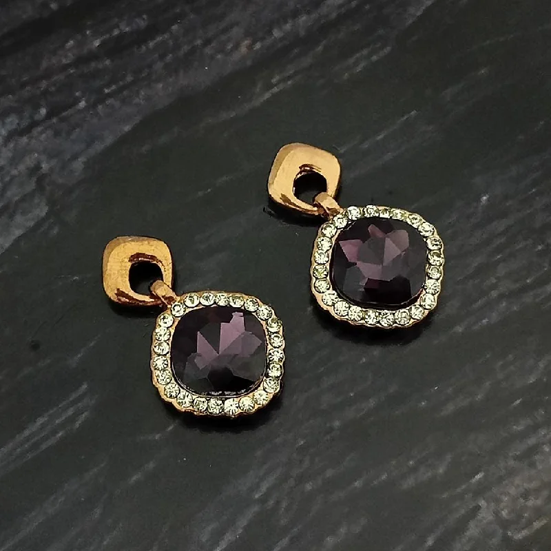 Trending Jewelry Styles Now At Limited-Time Discounts Kriaa Gold Plated Purple Crystal And Austrian Stone Stud Earrings - 1306928A