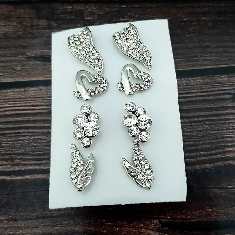 Chic And Stylish Jewelry At Discounted Prices Kriaa Set of 4 Pairs Austrian Stone Stud Earrings Combo - 1004767 Chic And Stylish Jewelry At Discounted Prices Kriaa Set of 4 Pairs Austrian Stone Stud Earrings Combo - 1004767