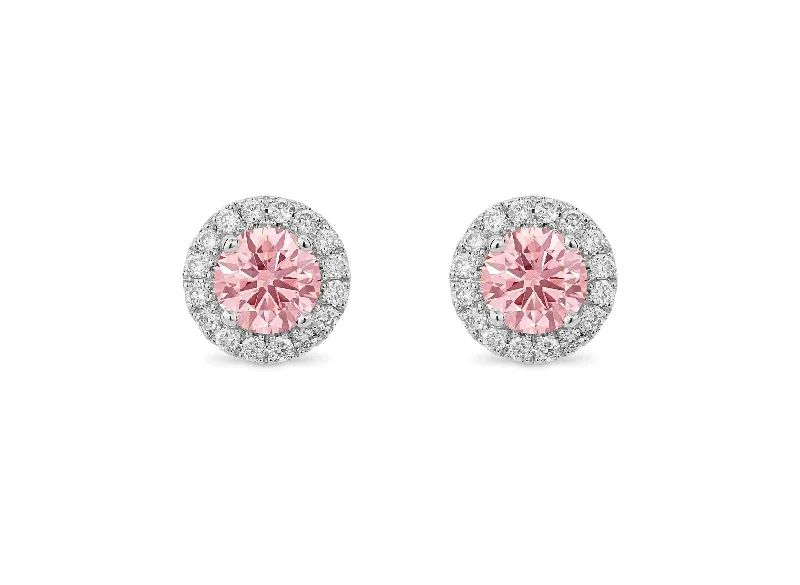 Exclusive Jewelry Markdowns – Limited-Time Offer LIGHTBOX Lab-Grown Pink Diamond 1ct twt Halo Studs set in 14k gold