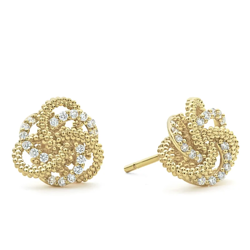 Grab Exquisite Jewelry At The Lowest Prices Love Knot Large 18K Gold Love Knot Diamond Earrings