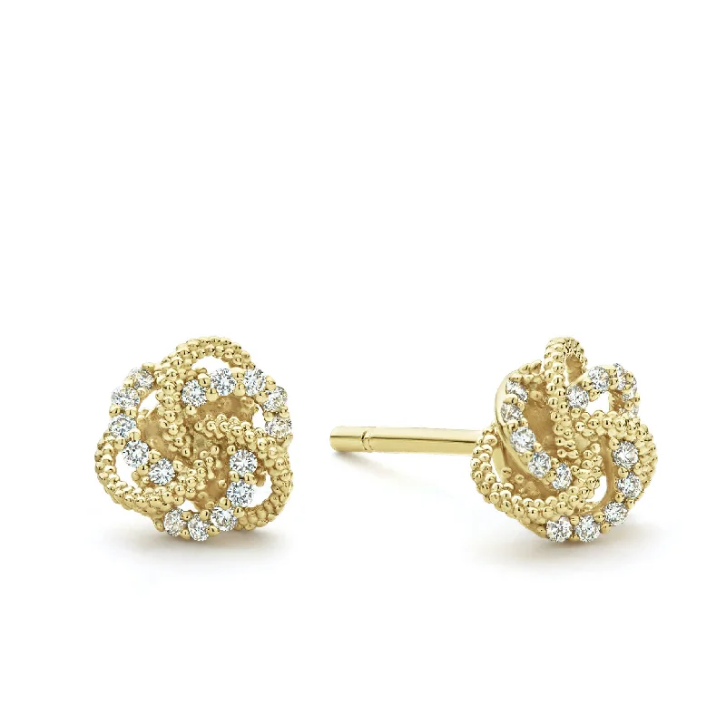 Dazzle With Discounts – Shop Jewelry On Sale Love Knot Small 18K Gold Love Knot Diamond Earrings