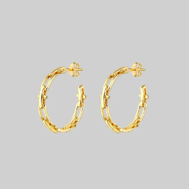 Flash Sale On Stunning Jewelry – Don't Miss Out LUCIA. Spiked Chain Hoop Earrings - Gold Flash Sale On Stunning Jewelry – Don't Miss Out LUCIA. Spiked Chain Hoop Earrings - Gold