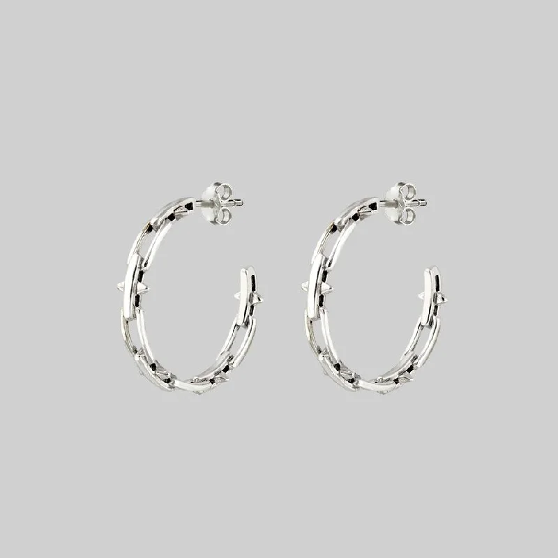 Huge Savings On Timeless Jewelry Collections LUCIA. Spiked Chain Hoop Earrings - Silver Huge Savings On Timeless Jewelry Collections LUCIA. Spiked Chain Hoop Earrings - Silver