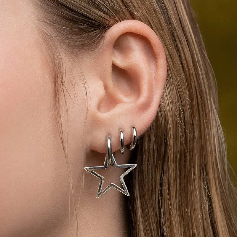 Affordable Elegance – Special Jewelry Sale Now Live MAISIE. Star Hoop Earrings - Silver