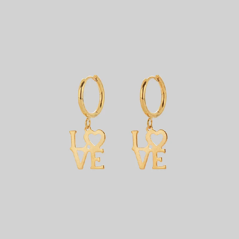 Bohemian-Inspired Jewelry For Free-Spirited Fashion Make Love Not War Hoop Earrings - Gold