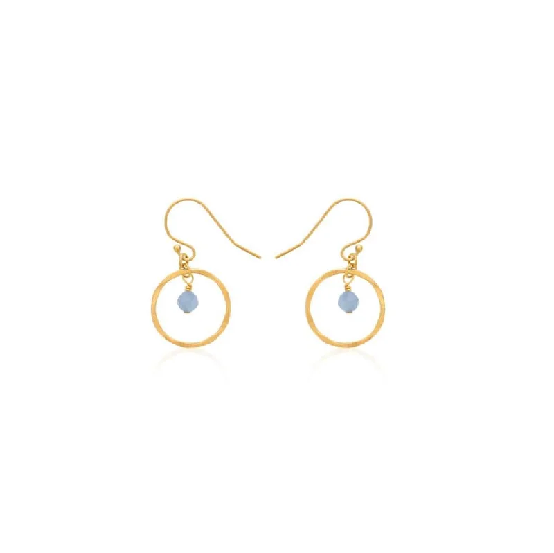 Premium Jewelry Now Available At Special Discounts March Birthstone Earrings: Gold Filled Circle Earrings With Aquamarine Beads