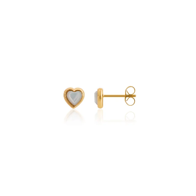 Trendy Minimalist Jewelry For Everyday Wear Mini Heart Birthstone Stud Earrings (Gold) Trendy Minimalist Jewelry For Everyday Wear Mini Heart Birthstone Stud Earrings (Gold)