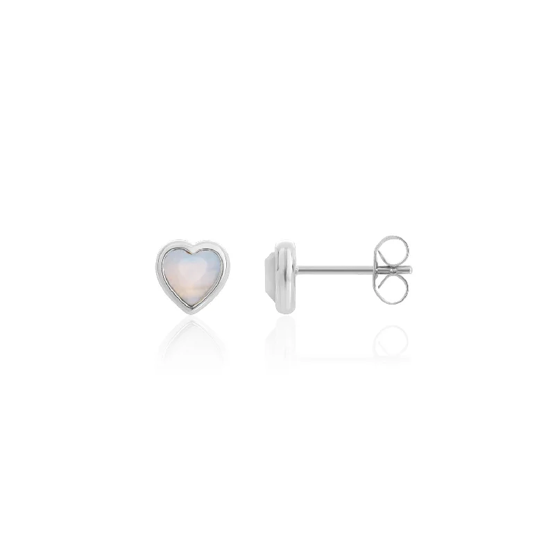 Delicate Crystal Jewelry For Sophisticated Charm Mini Heart Birthstone Stud Earrings (Silver) Delicate Crystal Jewelry For Sophisticated Charm Mini Heart Birthstone Stud Earrings (Silver)