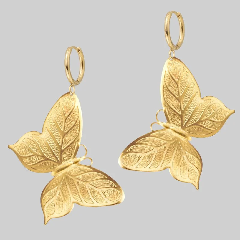 Handmade Pearl Jewelry For Timeless Elegance NEW DAWN. Huge Butterfly Hoop Earrings - Gold Handmade Pearl Jewelry For Timeless Elegance NEW DAWN. Huge Butterfly Hoop Earrings - Gold