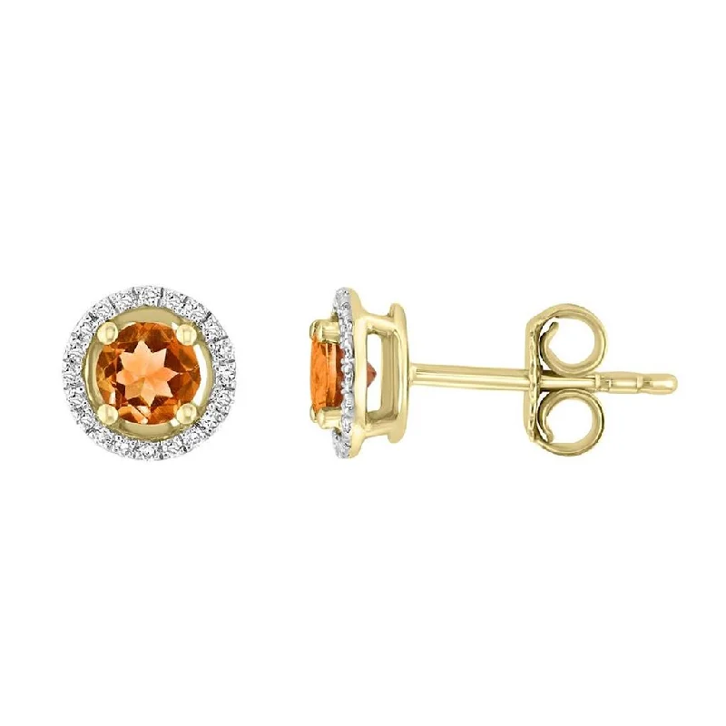 Get The Best Deals On Timeless Jewelry Pieces November Birthstone Earrings: 14K Yellow Gold Diamond Halo Citrine Earrings