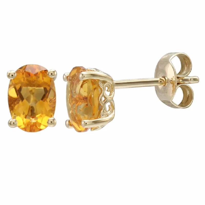 Handcrafted Jewelry Sale – Unique Designs At Low Prices November Birthstone Earrings: 14K Yellow Gold Oval Citrine Earrings