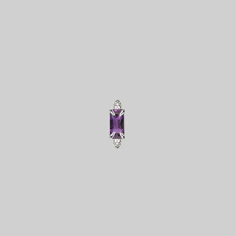 Elegant Jewelry Pieces At Unbelievable Prices NYMPH. Amethyst Rectangle Clicker Ring - Silver Elegant Jewelry Pieces At Unbelievable Prices NYMPH. Amethyst Rectangle Clicker Ring - Silver