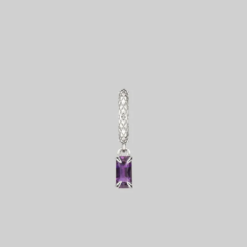 Limited-Time Jewelry Sale – Don't Miss These Deals NYMPH. Dangly Amethyst Rectangle Hoop Earrings - Silver Limited-Time Jewelry Sale – Don't Miss These Deals NYMPH. Dangly Amethyst Rectangle Hoop Earrings - Silver