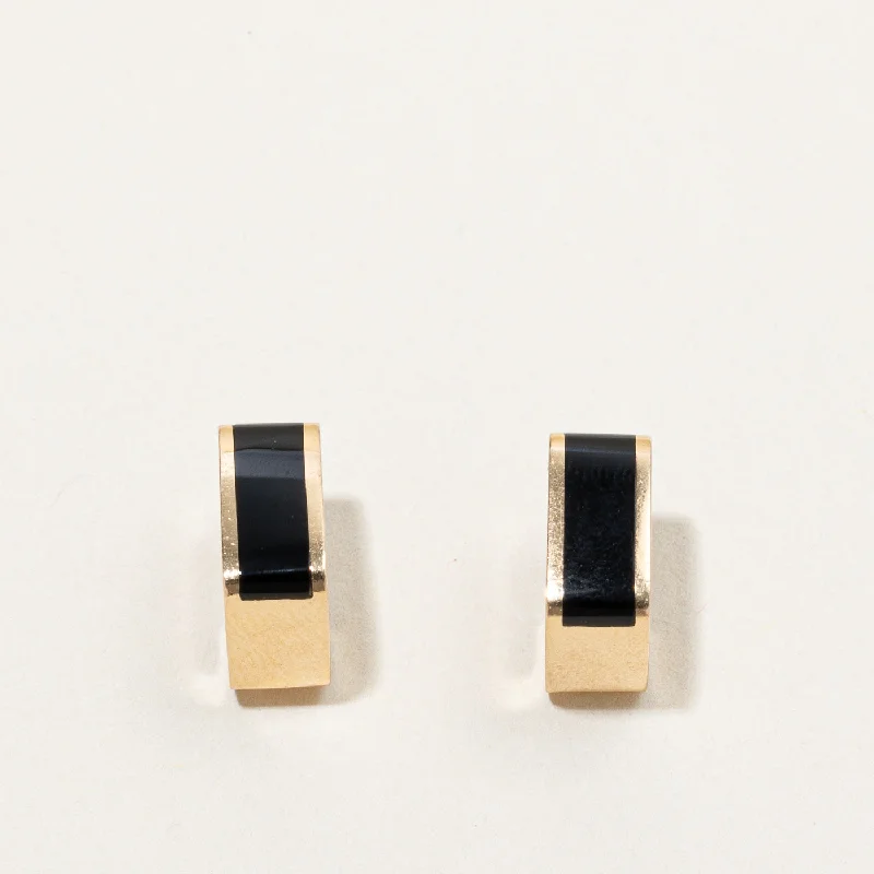 Don't Miss Out On Jaw-Dropping Jewelry Discounts Onyx Inlay Square Earrings | 0.50ctw |