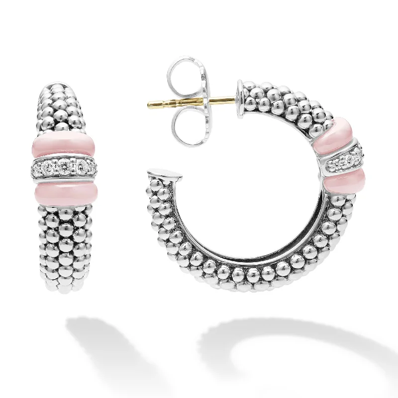 Limited Stock On Premium Jewelry At Low Prices Pink Caviar Ceramic Caviar Diamond Hoop Earrings