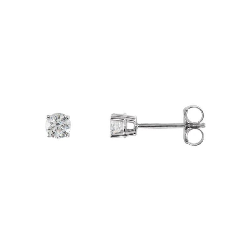 Affordable Gold-Plated Jewelry For Modern Fashion Round 1/3 Cttw Basket Style Diamond Stud Earrings in 14k White Gold