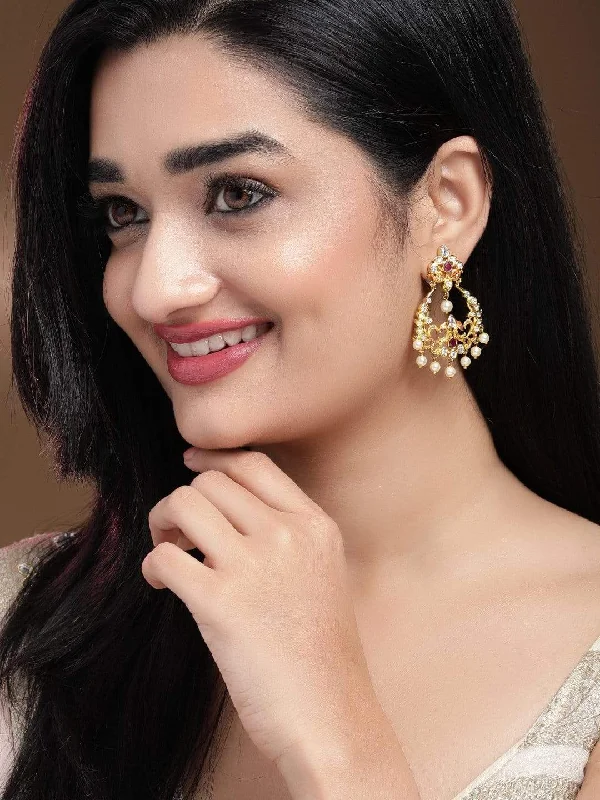 Unbeatable Offers On Luxury And Everyday Jewelry Rubans 24K Gold Plated Handcrafted Ruby Stone with White Pearls Drop Earrings Unbeatable Offers On Luxury And Everyday Jewelry Rubans 24K Gold Plated Handcrafted Ruby Stone with White Pearls Drop Earrings