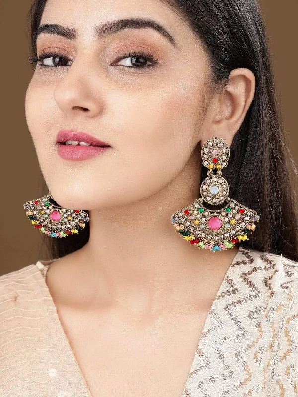Unmissable Deals On Handmade Jewelry Collections Rubans Gold Plated Multicolor AD Studded Earrings Unmissable Deals On Handmade Jewelry Collections Rubans Gold Plated Multicolor AD Studded Earrings