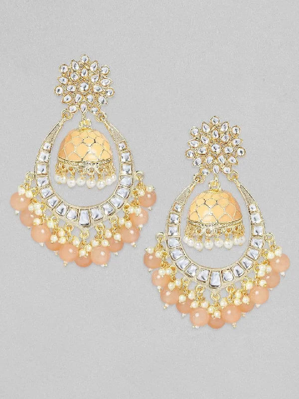 Shop Modern Jewelry Collections With Exclusive Discounts Rubans Gold Plated Handcrafted Kundan & Orange Beads Chandbali Jhumka Earrings Shop Modern Jewelry Collections With Exclusive Discounts Rubans Gold Plated Handcrafted Kundan & Orange Beads Chandbali Jhumka Earrings