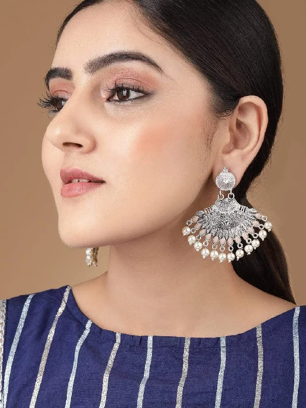 Don't Miss Out On Bestselling Jewelry At Special Prices Rubans Silver Plated Handcrafted Peal Rimmed Oxidised Chandbali Earrings Don't Miss Out On Bestselling Jewelry At Special Prices Rubans Silver Plated Handcrafted Peal Rimmed Oxidised Chandbali Earrings