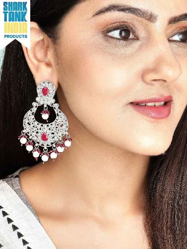 Gorgeous Jewelry, Limited-Time Savings Rubans Silver Plated Maroon Red Beads Elegant Earrings Gorgeous Jewelry, Limited-Time Savings Rubans Silver Plated Maroon Red Beads Elegant Earrings