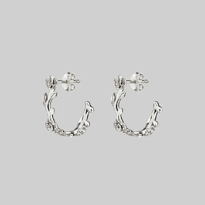 Shop Elegant Jewelry At Unbeatable Prices SARAH. Rose Foliage Hoops - Silver