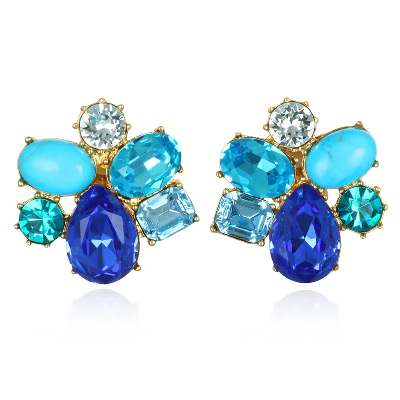 Stunning Jewelry Pieces At The Lowest Prices Ever Shades of Blue Jeweled Cluster Earrings