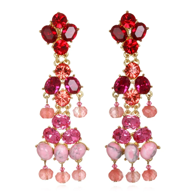 Huge Savings On Premium Jewelry Styles Shades of Pink Jeweled Chandelier Earrings