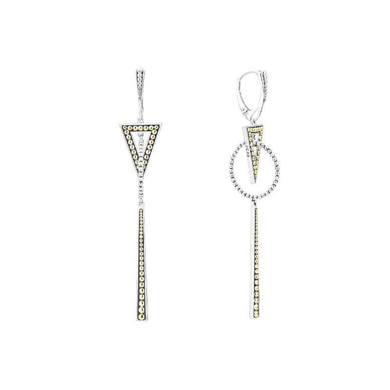 Modern Statement Jewelry For Bold Styling Signature Caviar Two-Tone Triangle Circle Drop Earrings