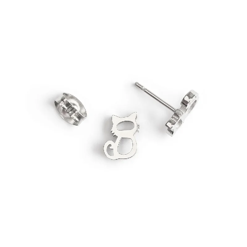 Premium Diamond Jewelry For Unforgettable Moments Silver Cat Stud Earrings