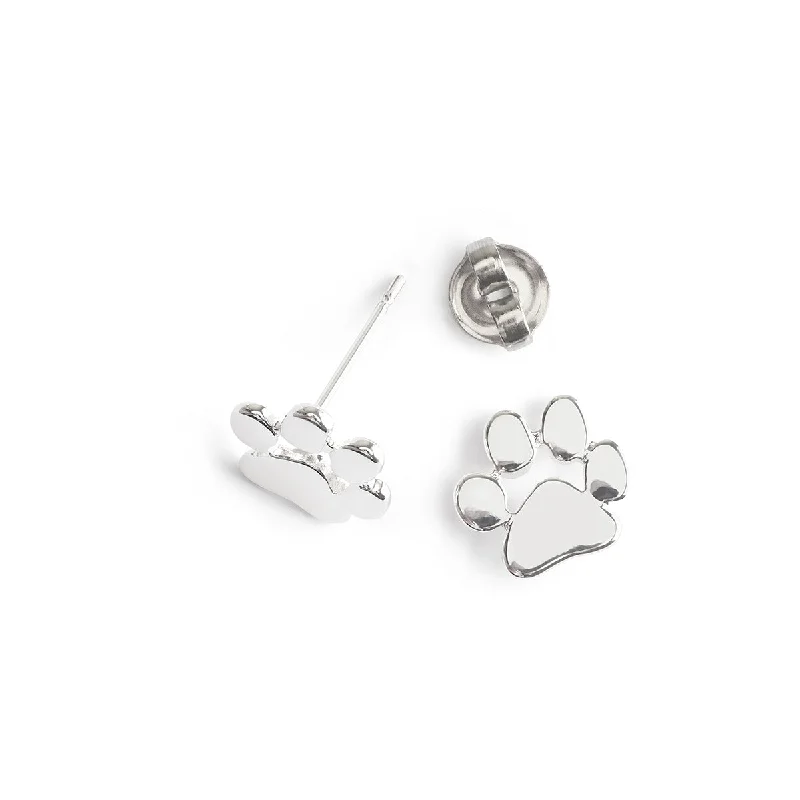 Fashion-Forward Geometric Jewelry For Contemporary Style Silver Paw Stud Earrings