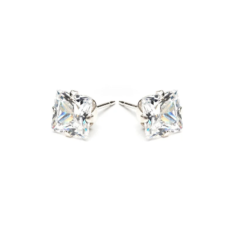 Seasonal Jewelry Deals – Elevate Your Style 925 Sterling Silver Stud Earrings 6mm Square Crystal