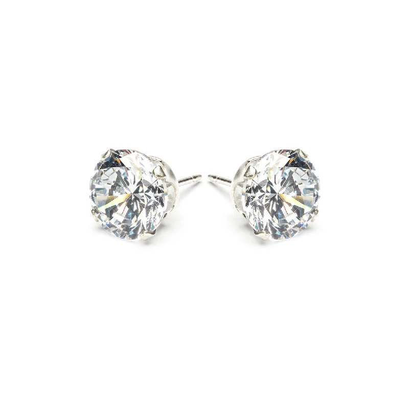 Shop Fine Jewelry With Exclusive Savings 925 Sterling Silver Stud Earrings 8mm Round Crystal