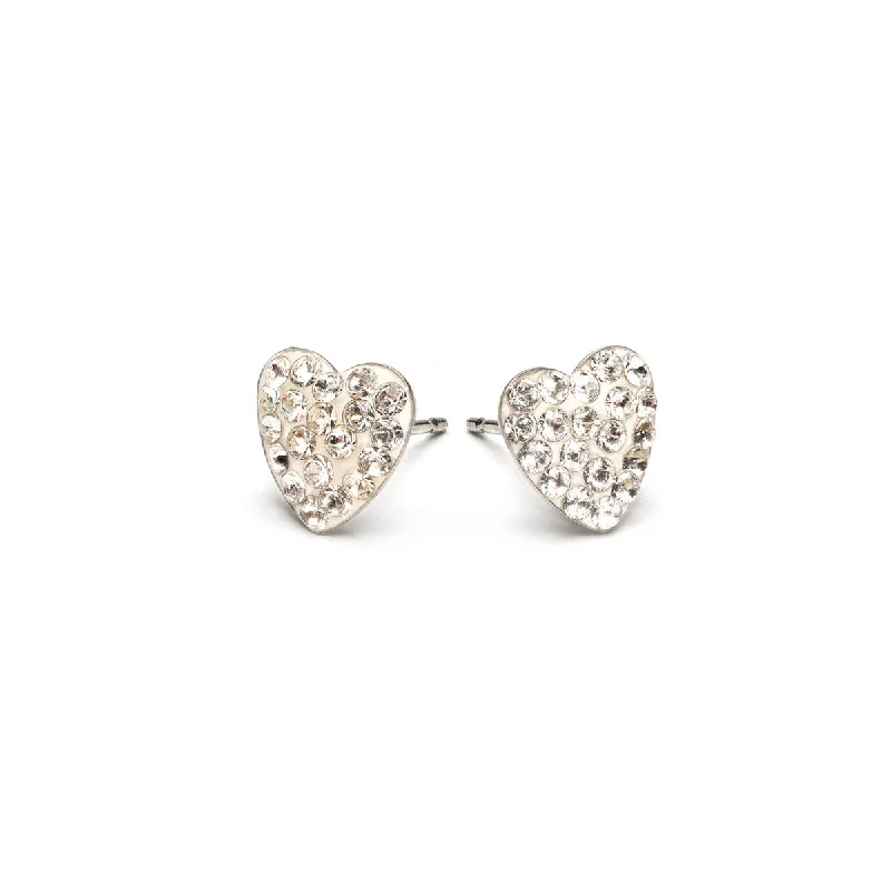 Get The Jewelry You Love At A Price You Love Crystal Pave Heart Stud Earrings Stainless Steel